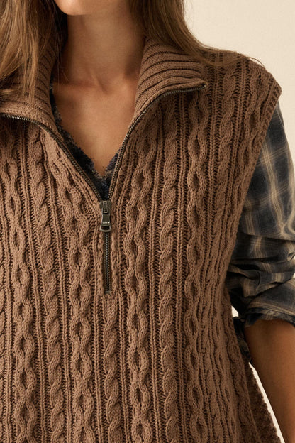 Twist of Fate Cable Knit Oversize Sweater Vest