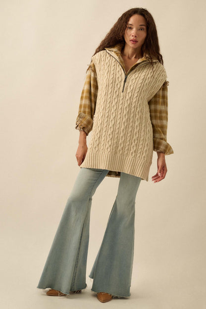 Twist of Fate Cable Knit Oversize Sweater Vest