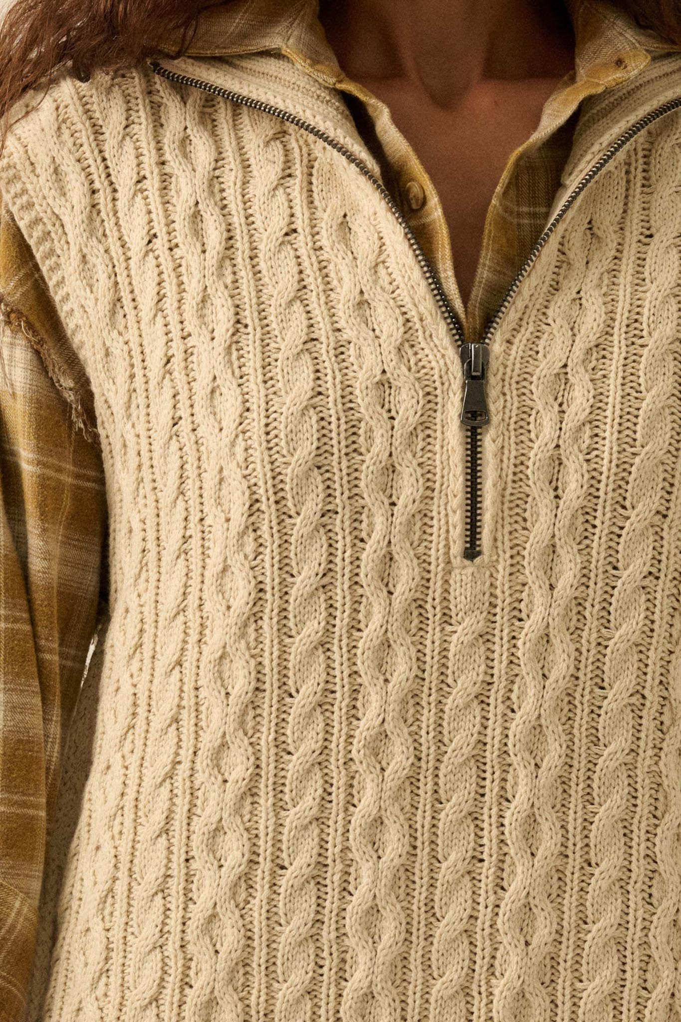 Twist of Fate Cable Knit Oversize Sweater Vest