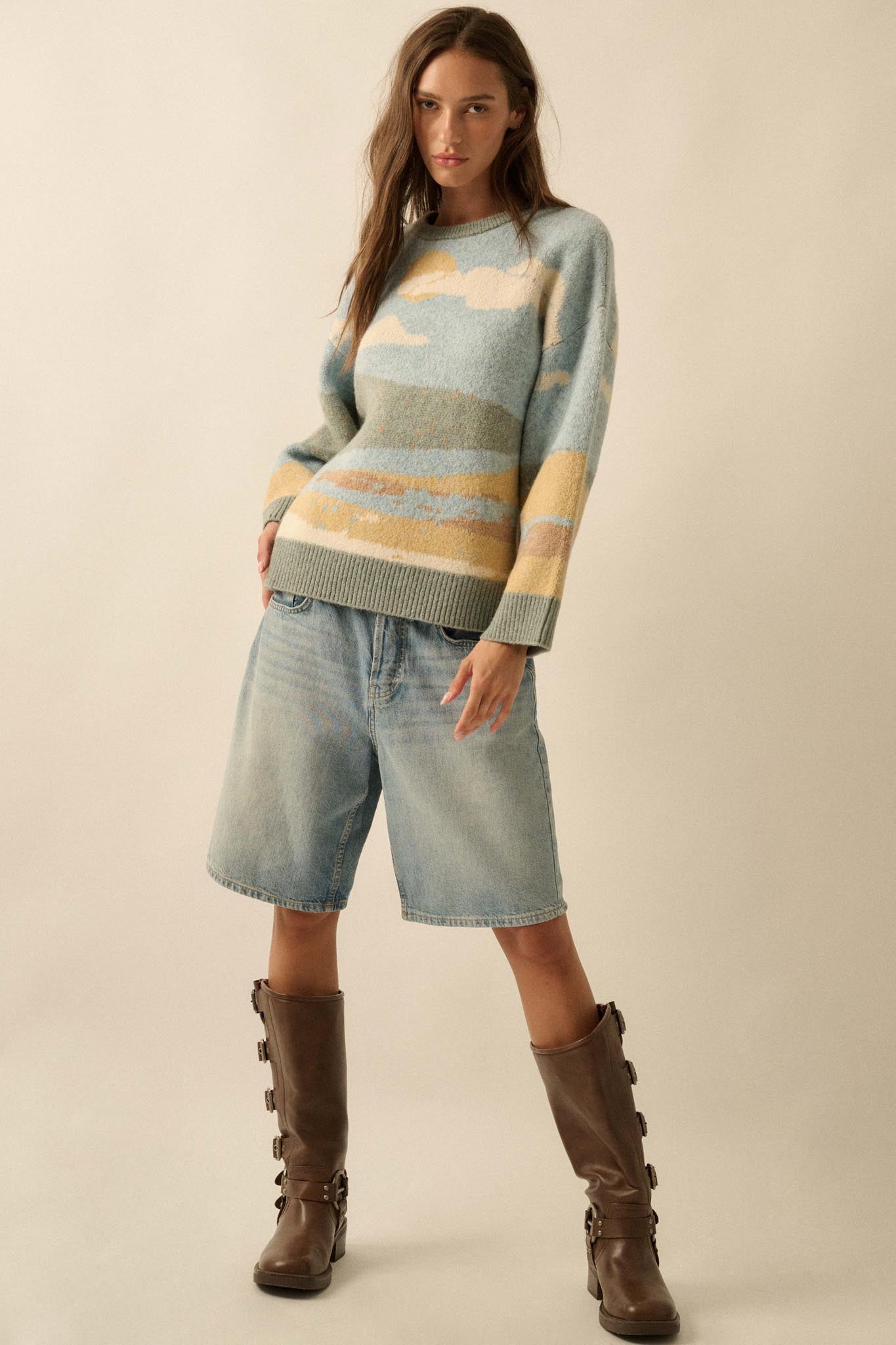 Wonderful World Jacquard-Knit Landscape Sweater