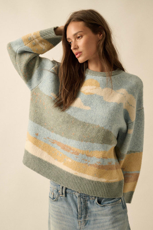 Wonderful World Jacquard-Knit Landscape Sweater