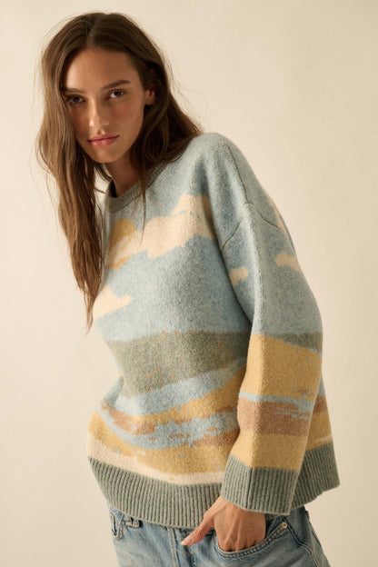 Wonderful World Jacquard-Knit Landscape Sweater