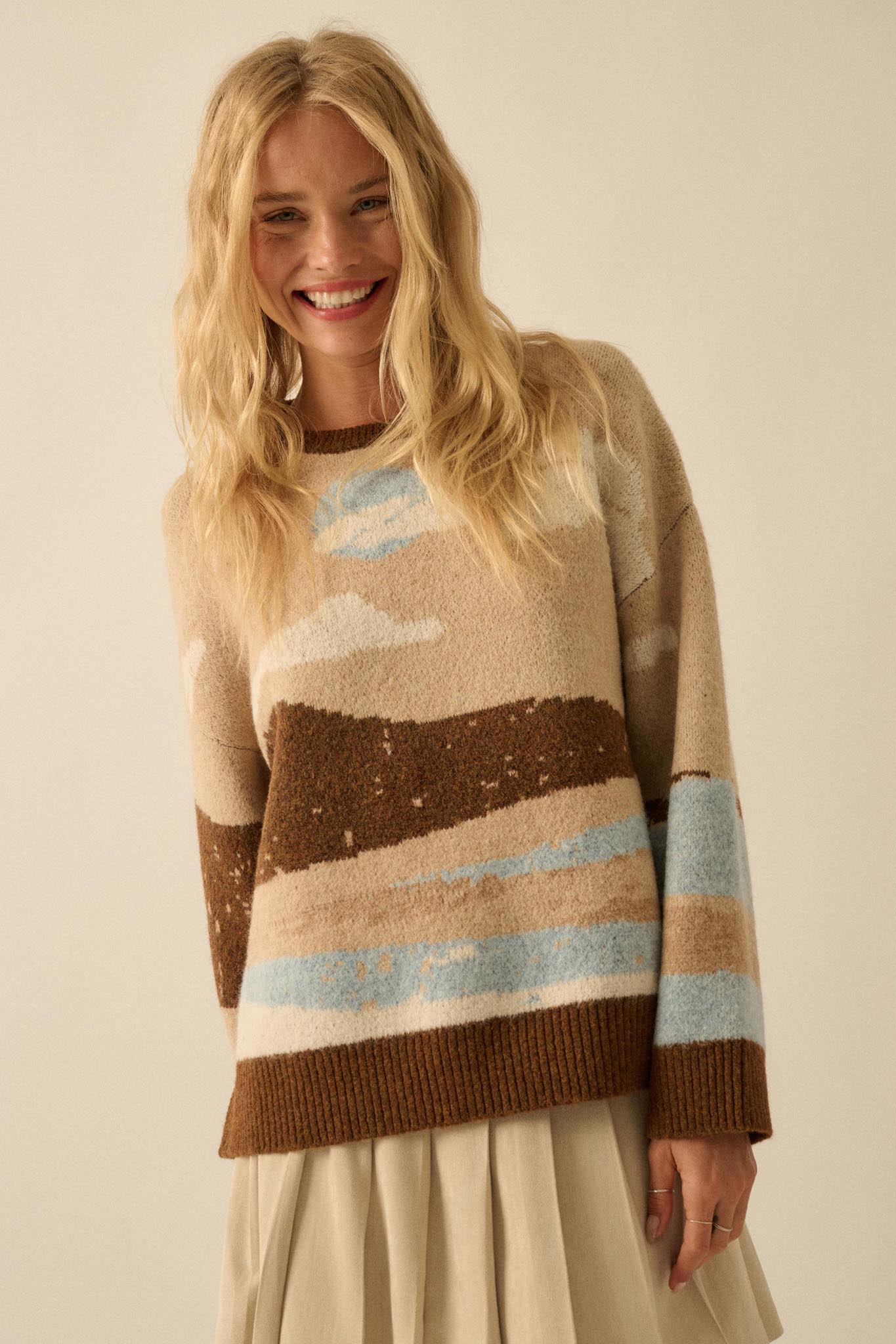 Wonderful World Jacquard-Knit Landscape Sweater