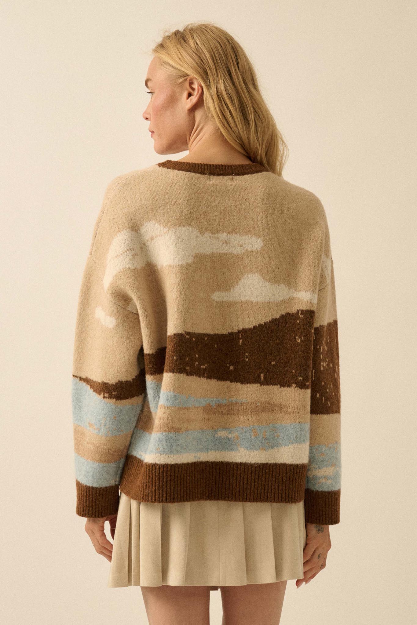 Wonderful World Jacquard-Knit Landscape Sweater