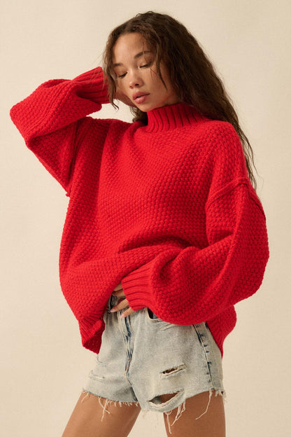 Time Goes By Crochet-Knit Mock-Neck Sweater