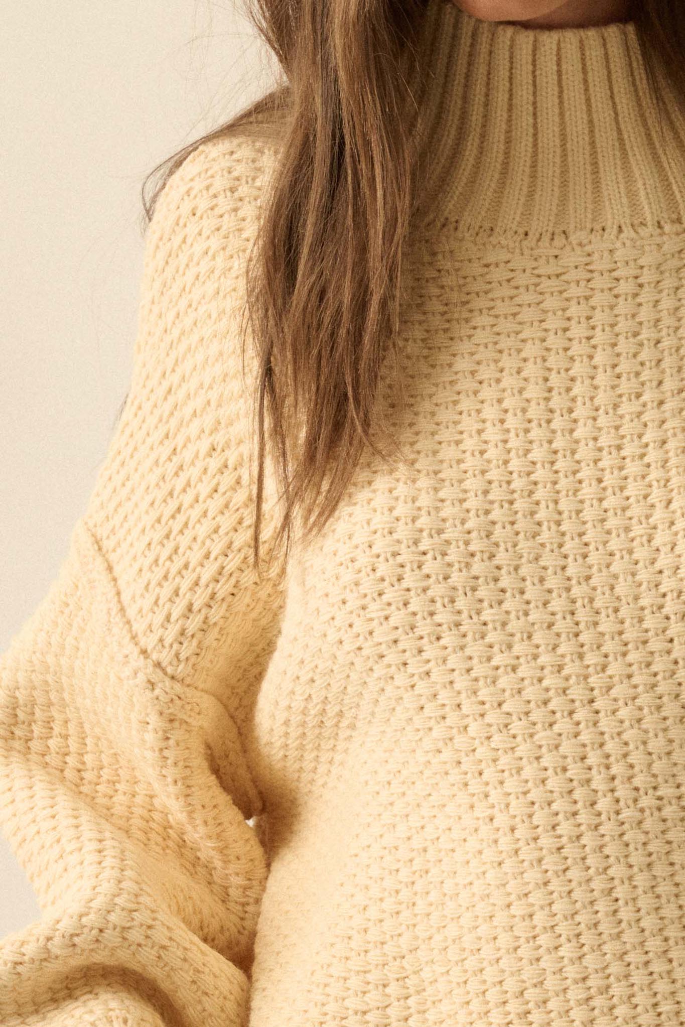 Time Goes By Crochet-Knit Mock-Neck Sweater