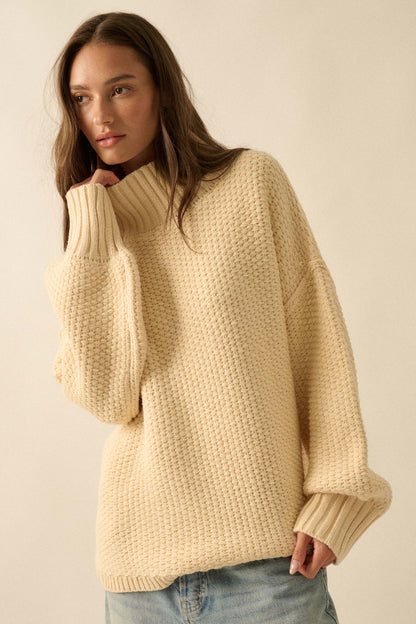 Time Goes By Crochet-Knit Mock-Neck Sweater