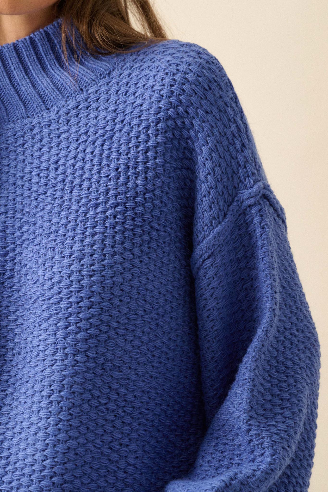 Time Goes By Crochet-Knit Mock-Neck Sweater