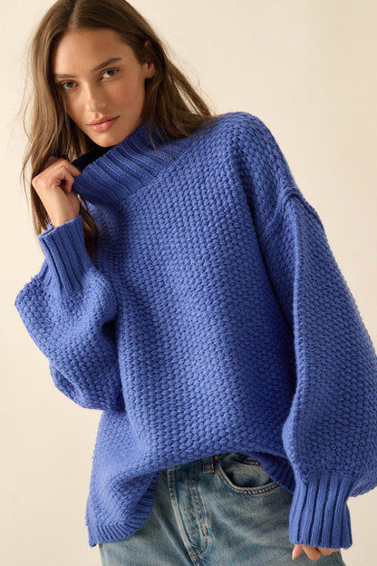Time Goes By Crochet-Knit Mock-Neck Sweater