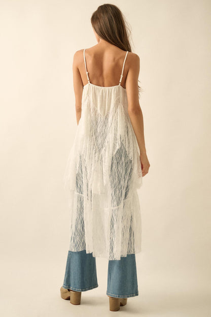 Whispering Winds Sheer Lace Flyaway Maxi Top