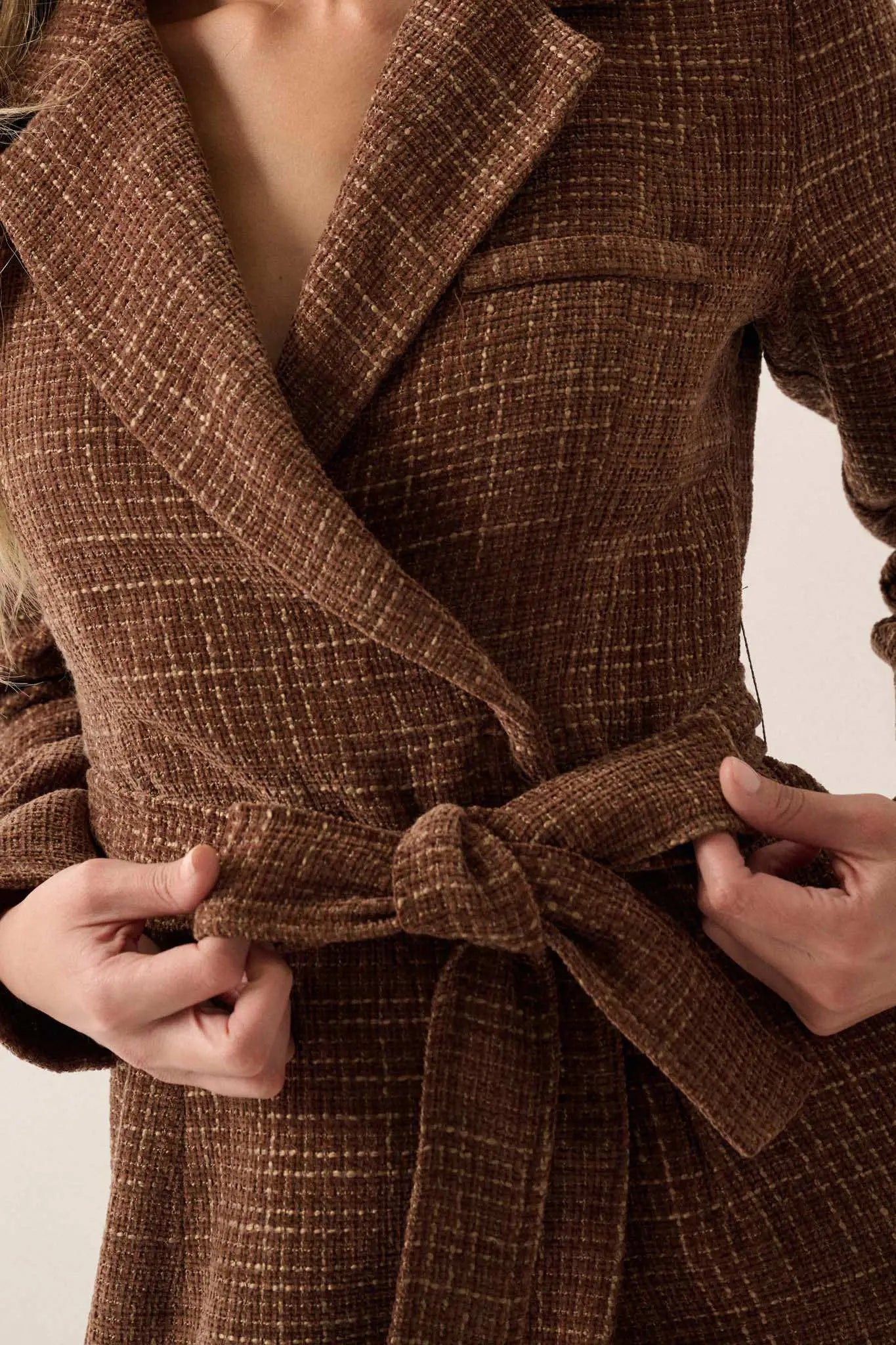 Working Late Tweed Belted Blazer Mini Dress