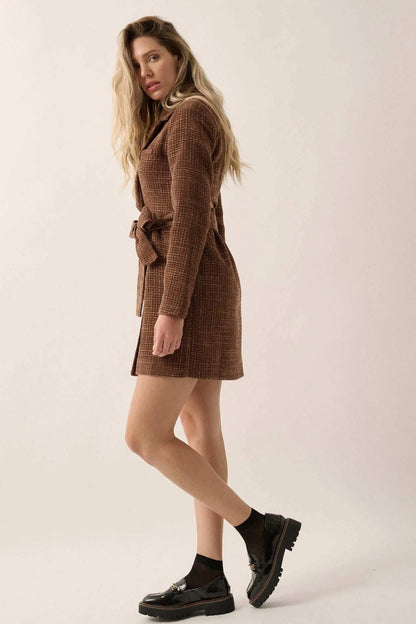 Working Late Tweed Belted Blazer Mini Dress