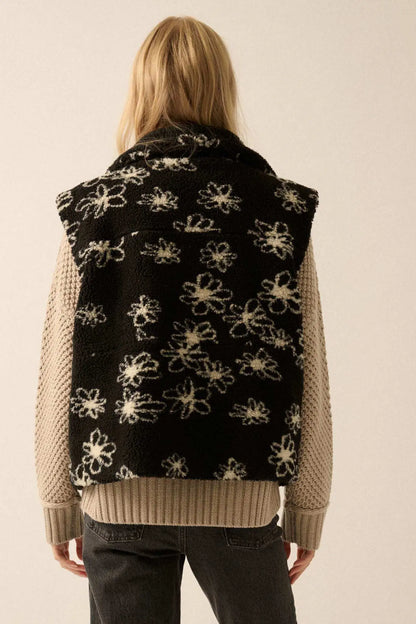 Winter Garden Floral-Print Sherpa Fleece Vest