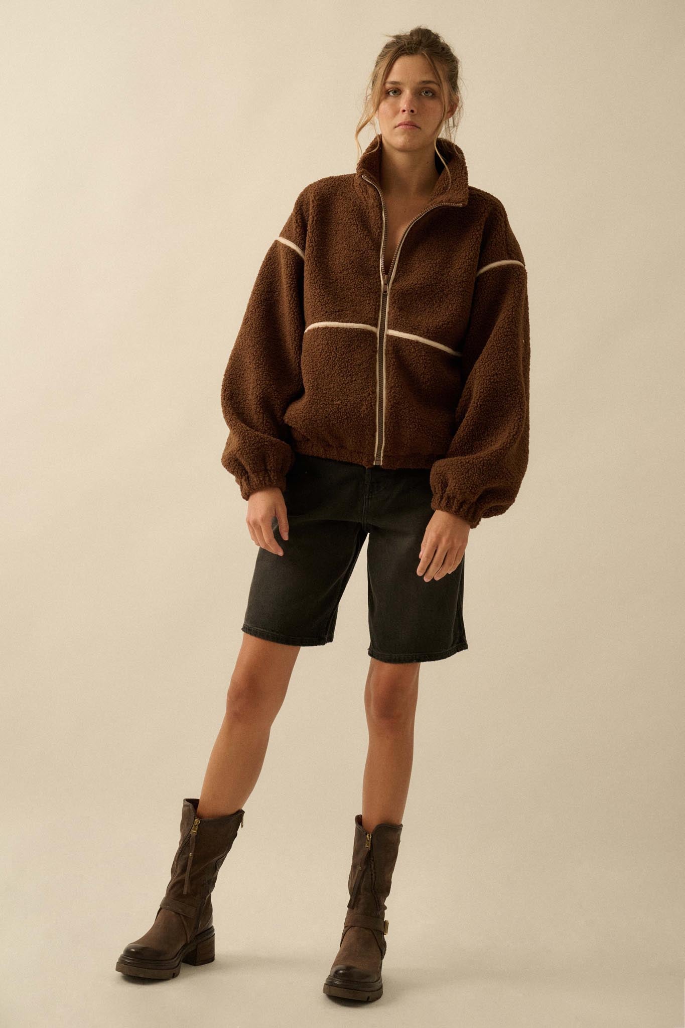 Warming Up Sherpa Fleece Zip-Front Jacket