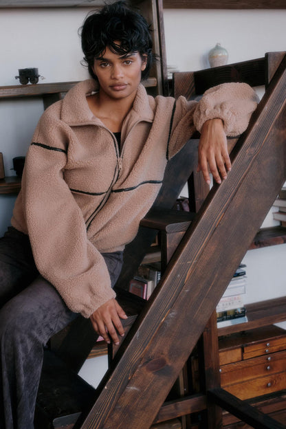Warming Up Sherpa Fleece Zip-Front Jacket
