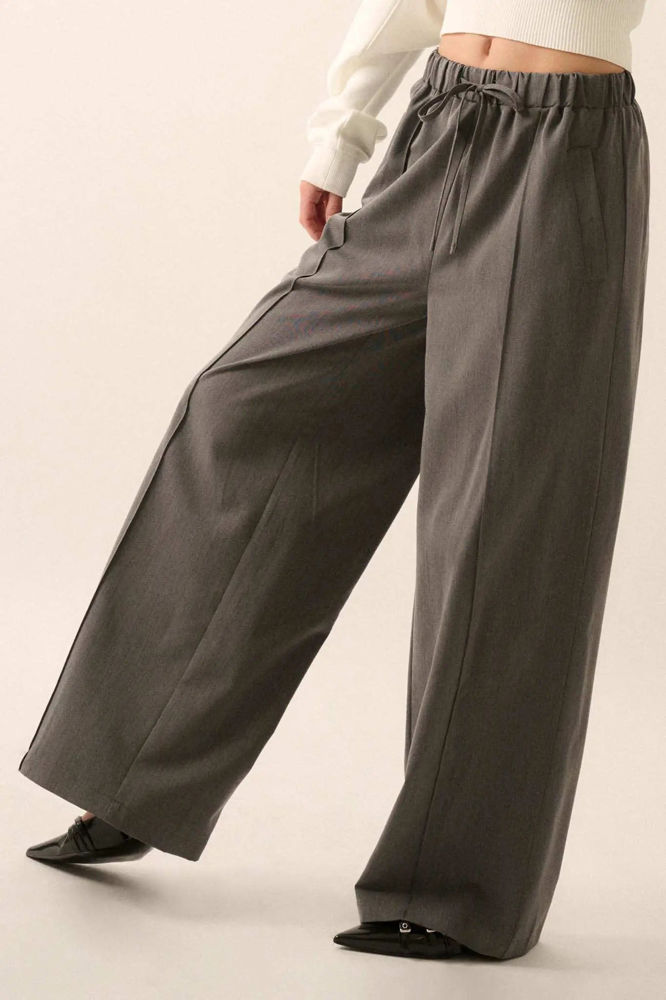 Step Above Twill Wide-Leg Drawstring Pants