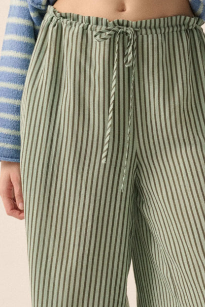 Stroll Goals Striped Wide-Leg Drawstring Pants