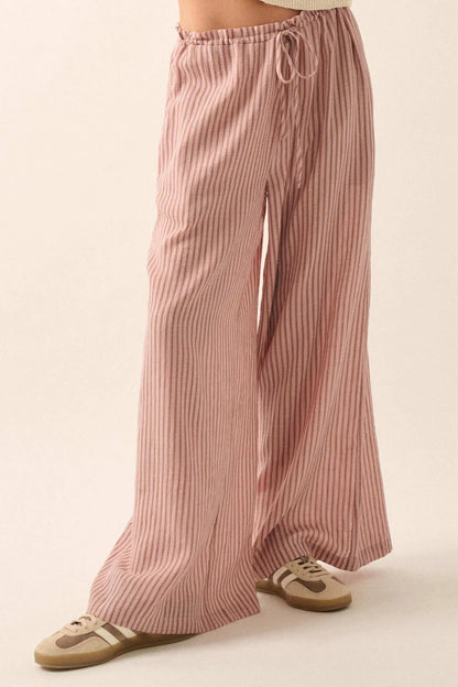 Stroll Goals Striped Wide-Leg Drawstring Pants