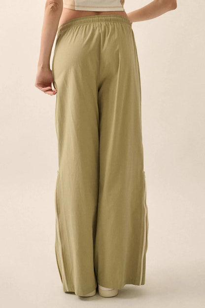 Zip It Up Side-Zip Wide-Leg Drawstring Pants