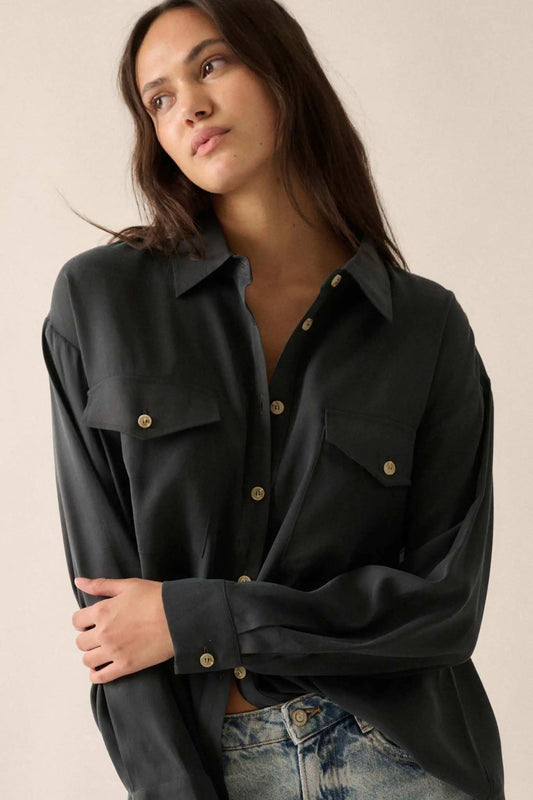 Work Ethic Solid Button-Up Pocket Shirt