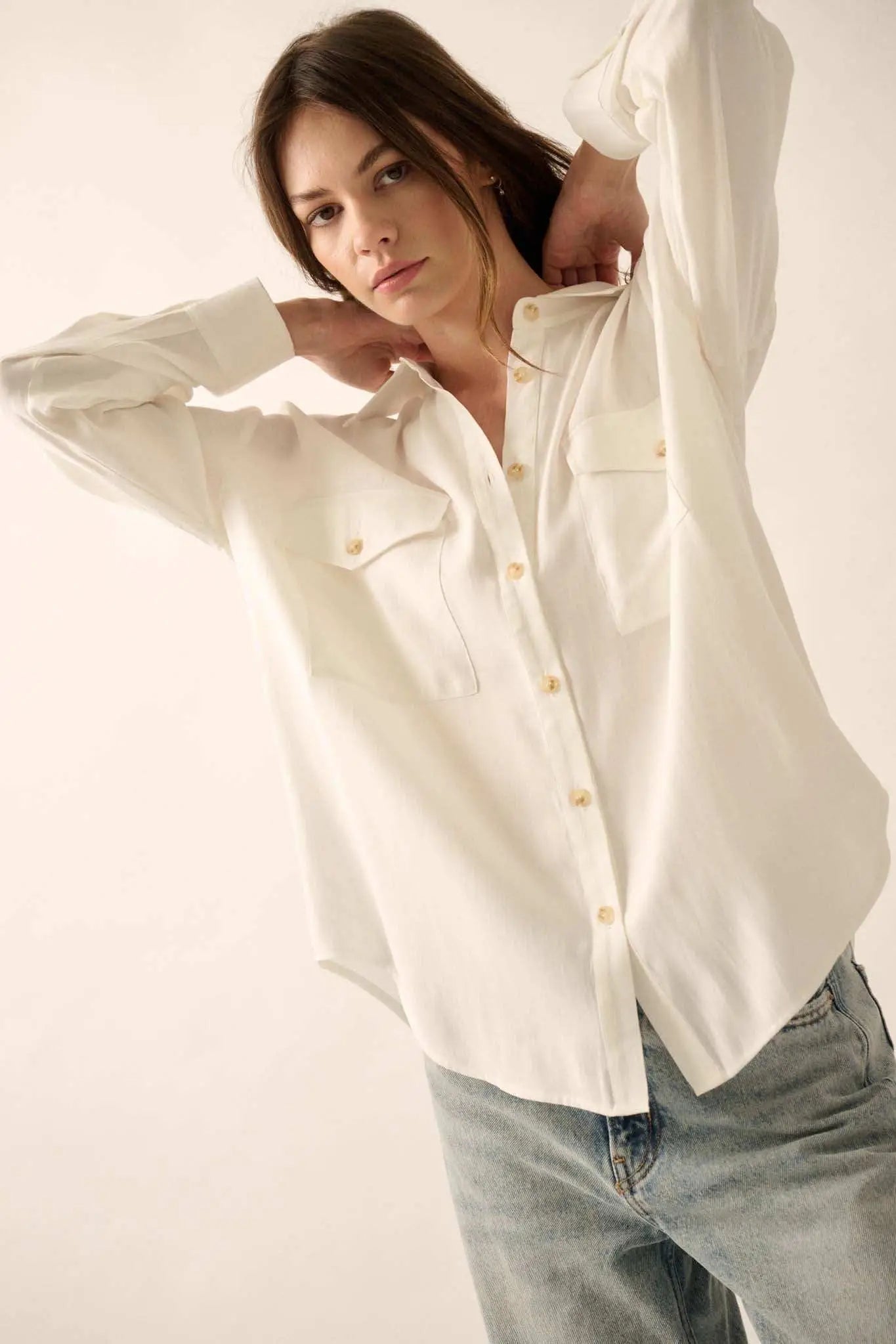 Work Ethic Solid Button-Up Pocket Shirt