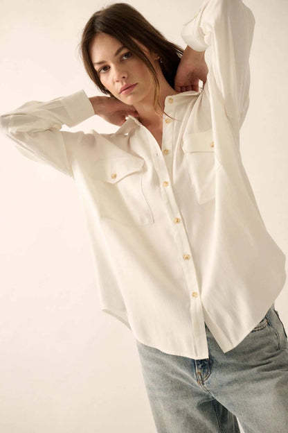 Work Ethic Solid Button-Up Pocket Shirt