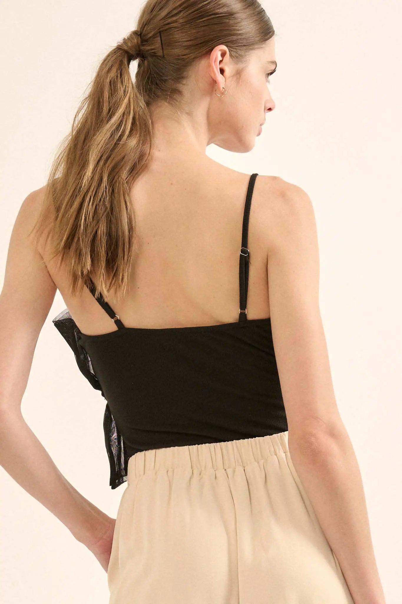 Turn Up the Volume Ruffled Tulle Cami Bodysuit