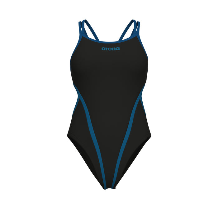 Arena Solid Hyperflow Double Cross Back Swimsuit - Sort/Blå