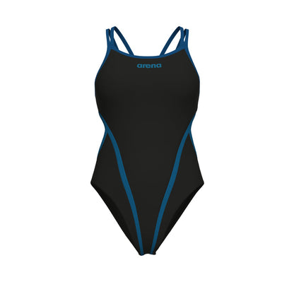 Arena Solid Hyperflow Double Cross Back Swimsuit - Sort/Blå