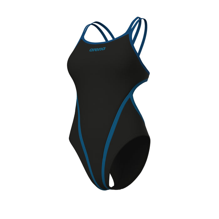 Arena Solid Hyperflow Double Cross Back Swimsuit - Sort/Blå