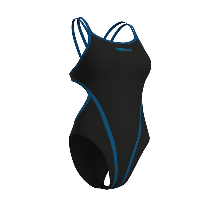 Arena Solid Hyperflow Double Cross Back Swimsuit - Sort/Blå