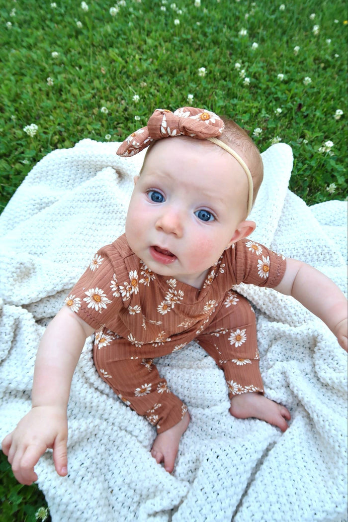 Caramel Daisies Harem Romper