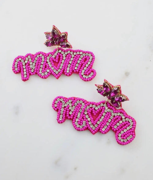 Caroline Hill Mom Embellished Earring-Hot Pink