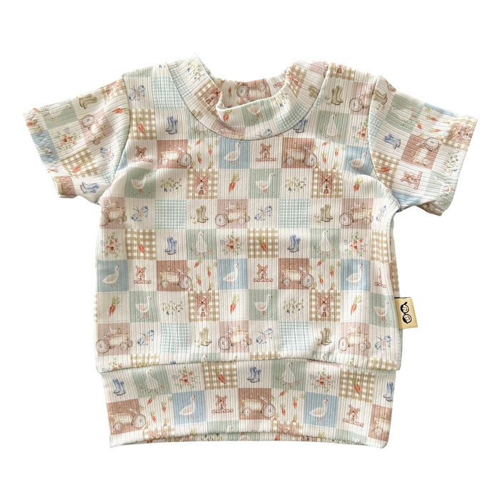 Countryside Patchwork Ribbed Top - Short, Long or Sleeveless