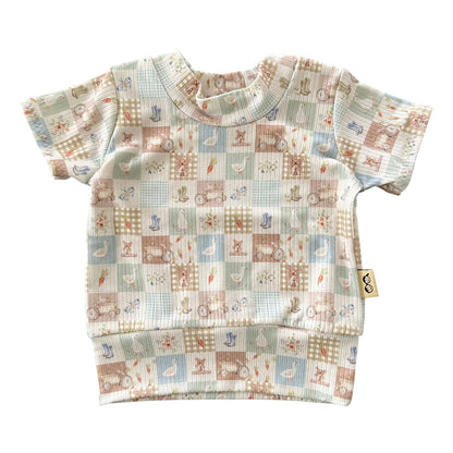 Countryside Patchwork Ribbed Top - Short, Long or Sleeveless