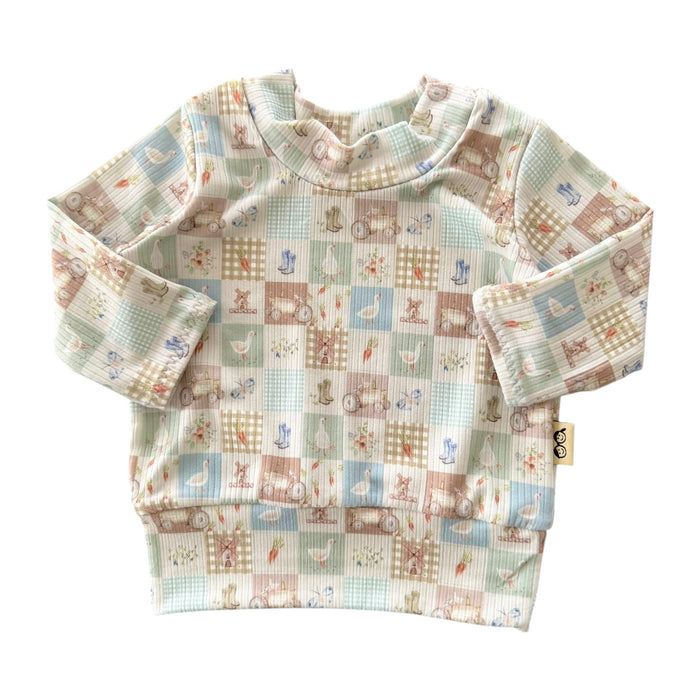 Countryside Patchwork Ribbed Top - Short, Long or Sleeveless