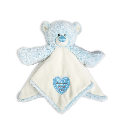 Demdaco Teddy Rattle Blankie-Blue