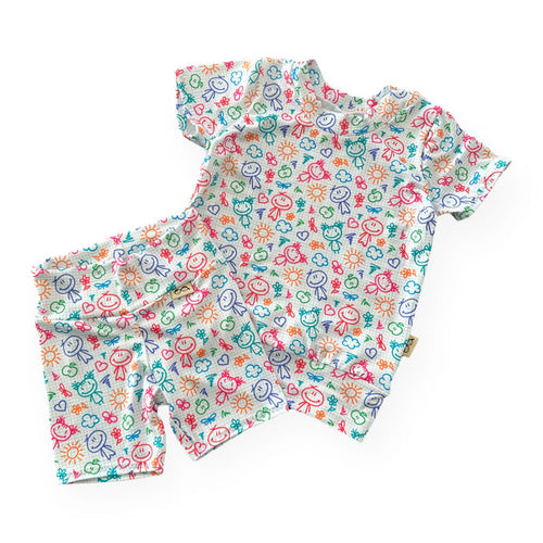 Doodle Biker Shorts Lounge Set