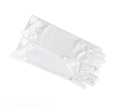 Great Pretenders Princess Gloves with Bow-White