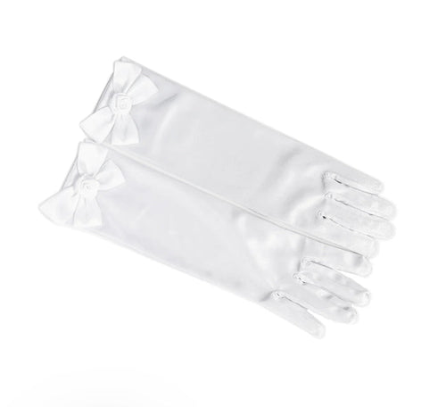 Great Pretenders Princess Gloves with Bow-White