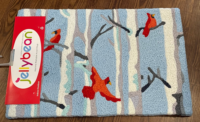 Jellybean Indoor/Outdoor Accent Rugs-Cardinals in Birch Forest
