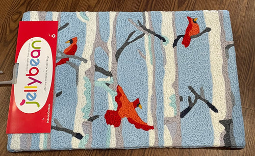 Jellybean Indoor/Outdoor Accent Rugs-Cardinals in Birch Forest