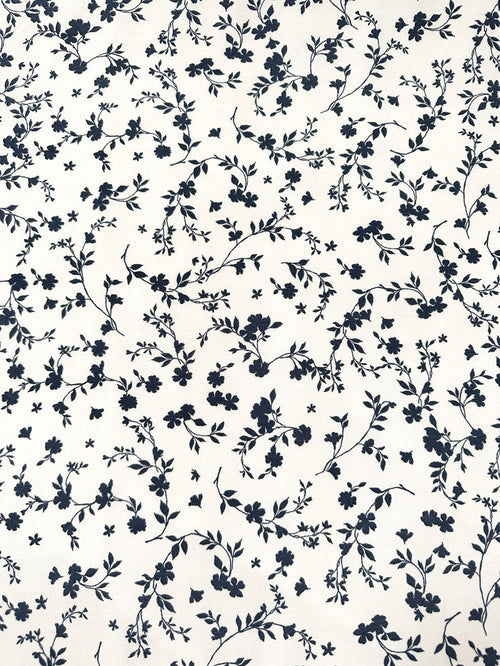 Navy Floral On Cream - Limited Vault Fabric