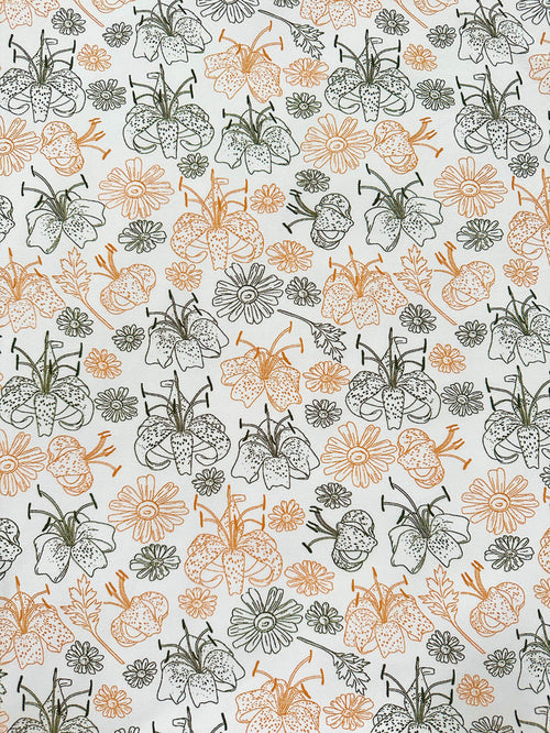Neutral Sketched Flowers - Limited Vault Fabric