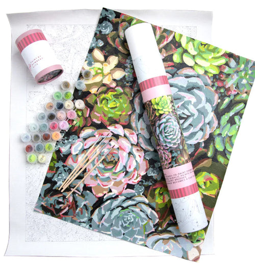 Pink Picasso Paint By Numbers Kit (16x20)-Sensitive Succulents