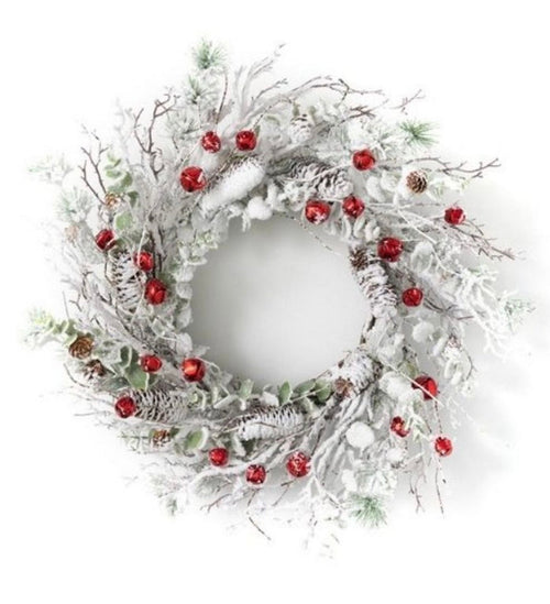 Sullivans 24” Flocked Pine & Bell Wreath