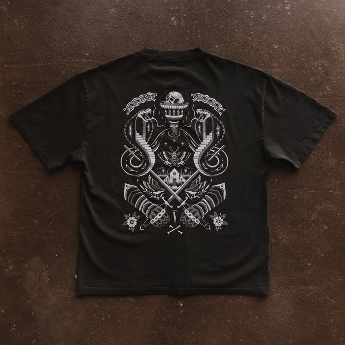 UNCHAINED - HEAVY FADED BLACK OVERSIZED T-SHIRT