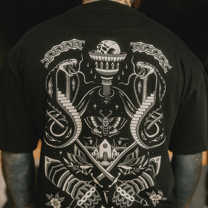 UNCHAINED - HEAVY FADED BLACK OVERSIZED T-SHIRT