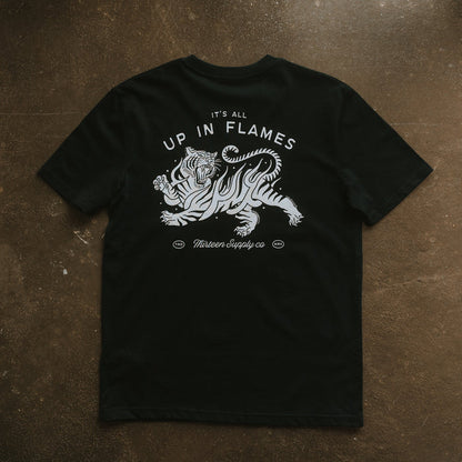 UP IN FLAMES - BLACK UNISEX T-SHIRT