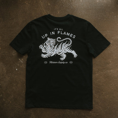 UP IN FLAMES - BLACK UNISEX T-SHIRT
